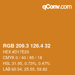 カラーコード: RGB 209.3 126.4 32 | qconv.com