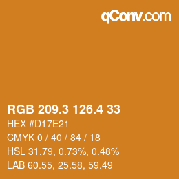 カラーコード: RGB 209.3 126.4 33 | qconv.com