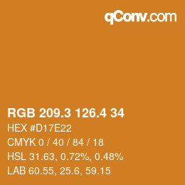 カラーコード: RGB 209.3 126.4 34 | qconv.com
