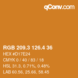 カラーコード: RGB 209.3 126.4 36 | qconv.com