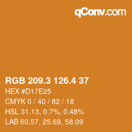 カラーコード: RGB 209.3 126.4 37 | qconv.com