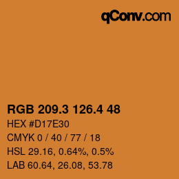 カラーコード: RGB 209.3 126.4 48 | qconv.com