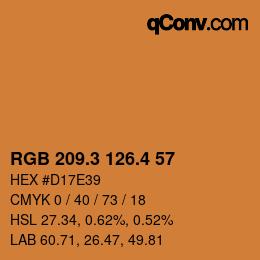 カラーコード: RGB 209.3 126.4 57 | qconv.com
