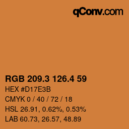 カラーコード: RGB 209.3 126.4 59 | qconv.com