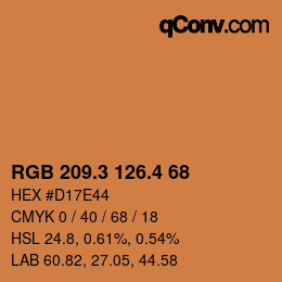 カラーコード: RGB 209.3 126.4 68 | qconv.com
