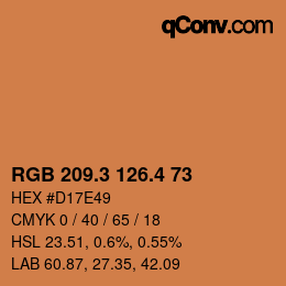 カラーコード: RGB 209.3 126.4 73 | qconv.com