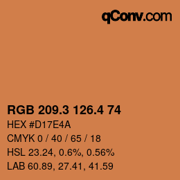 カラーコード: RGB 209.3 126.4 74 | qconv.com