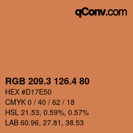 カラーコード: RGB 209.3 126.4 80 | qconv.com