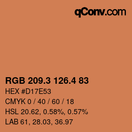 カラーコード: RGB 209.3 126.4 83 | qconv.com