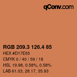 カラーコード: RGB 209.3 126.4 85 | qconv.com