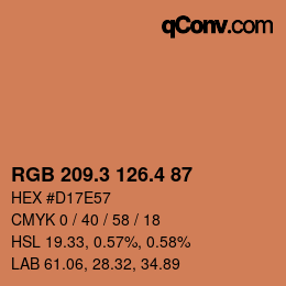 カラーコード: RGB 209.3 126.4 87 | qconv.com