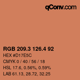 カラーコード: RGB 209.3 126.4 92 | qconv.com