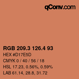 カラーコード: RGB 209.3 126.4 93 | qconv.com