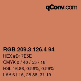 カラーコード: RGB 209.3 126.4 94 | qconv.com