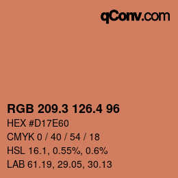カラーコード: RGB 209.3 126.4 96 | qconv.com