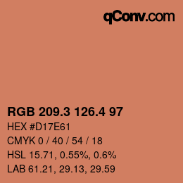 カラーコード: RGB 209.3 126.4 97 | qconv.com