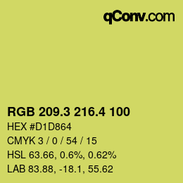 カラーコード: RGB 209.3 216.4 100 | qconv.com