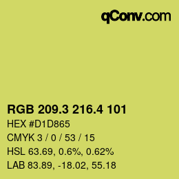 カラーコード: RGB 209.3 216.4 101 | qconv.com