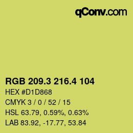 カラーコード: RGB 209.3 216.4 104 | qconv.com