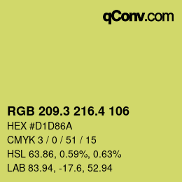 カラーコード: RGB 209.3 216.4 106 | qconv.com