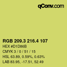 カラーコード: RGB 209.3 216.4 107 | qconv.com