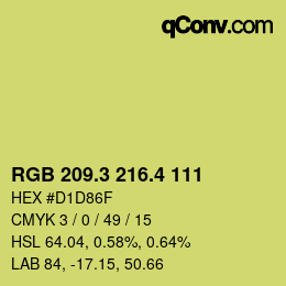 カラーコード: RGB 209.3 216.4 111 | qconv.com