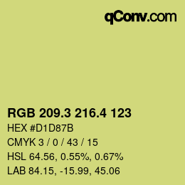 カラーコード: RGB 209.3 216.4 123 | qconv.com