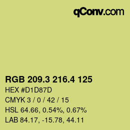 カラーコード: RGB 209.3 216.4 125 | qconv.com