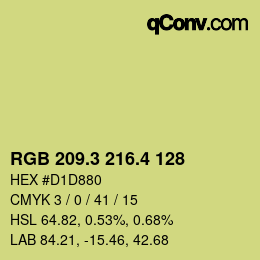 カラーコード: RGB 209.3 216.4 128 | qconv.com