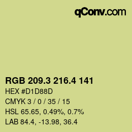 カラーコード: RGB 209.3 216.4 141 | qconv.com