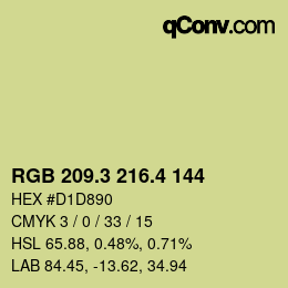 カラーコード: RGB 209.3 216.4 144 | qconv.com