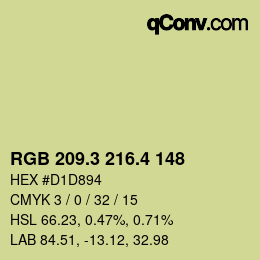 カラーコード: RGB 209.3 216.4 148 | qconv.com