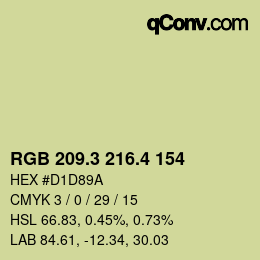 カラーコード: RGB 209.3 216.4 154 | qconv.com