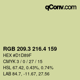 カラーコード: RGB 209.3 216.4 159 | qconv.com