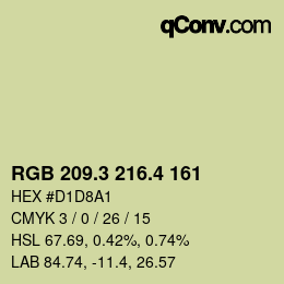 カラーコード: RGB 209.3 216.4 161 | qconv.com