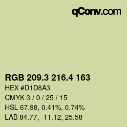 カラーコード: RGB 209.3 216.4 163 | qconv.com