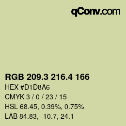 カラーコード: RGB 209.3 216.4 166 | qconv.com