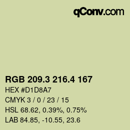 カラーコード: RGB 209.3 216.4 167 | qconv.com