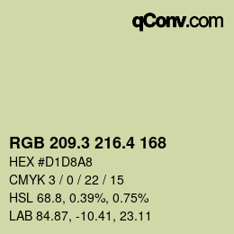 カラーコード: RGB 209.3 216.4 168 | qconv.com