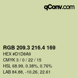 カラーコード: RGB 209.3 216.4 169 | qconv.com