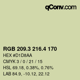 カラーコード: RGB 209.3 216.4 170 | qconv.com
