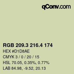 カラーコード: RGB 209.3 216.4 174 | qconv.com