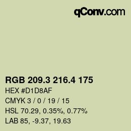 カラーコード: RGB 209.3 216.4 175 | qconv.com