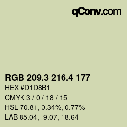 カラーコード: RGB 209.3 216.4 177 | qconv.com
