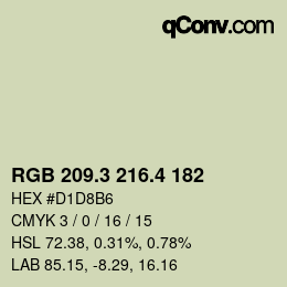 カラーコード: RGB 209.3 216.4 182 | qconv.com