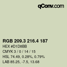 カラーコード: RGB 209.3 216.4 187 | qconv.com