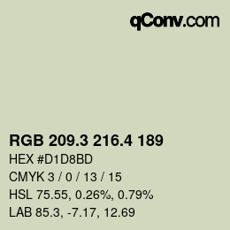 カラーコード: RGB 209.3 216.4 189 | qconv.com