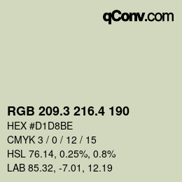 カラーコード: RGB 209.3 216.4 190 | qconv.com