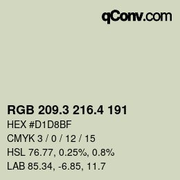 カラーコード: RGB 209.3 216.4 191 | qconv.com