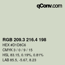 カラーコード: RGB 209.3 216.4 198 | qconv.com